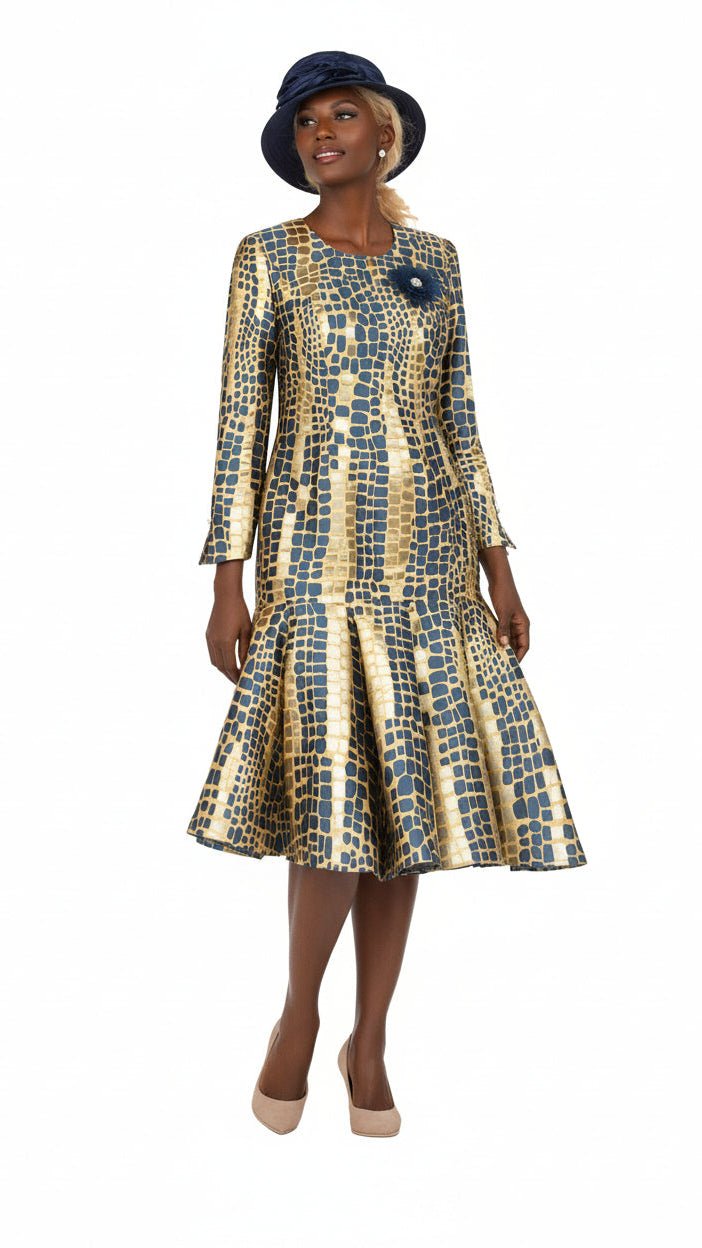 Metallic Mosaic Brocade Drop-Waist Flare Dress - Especially Yours
