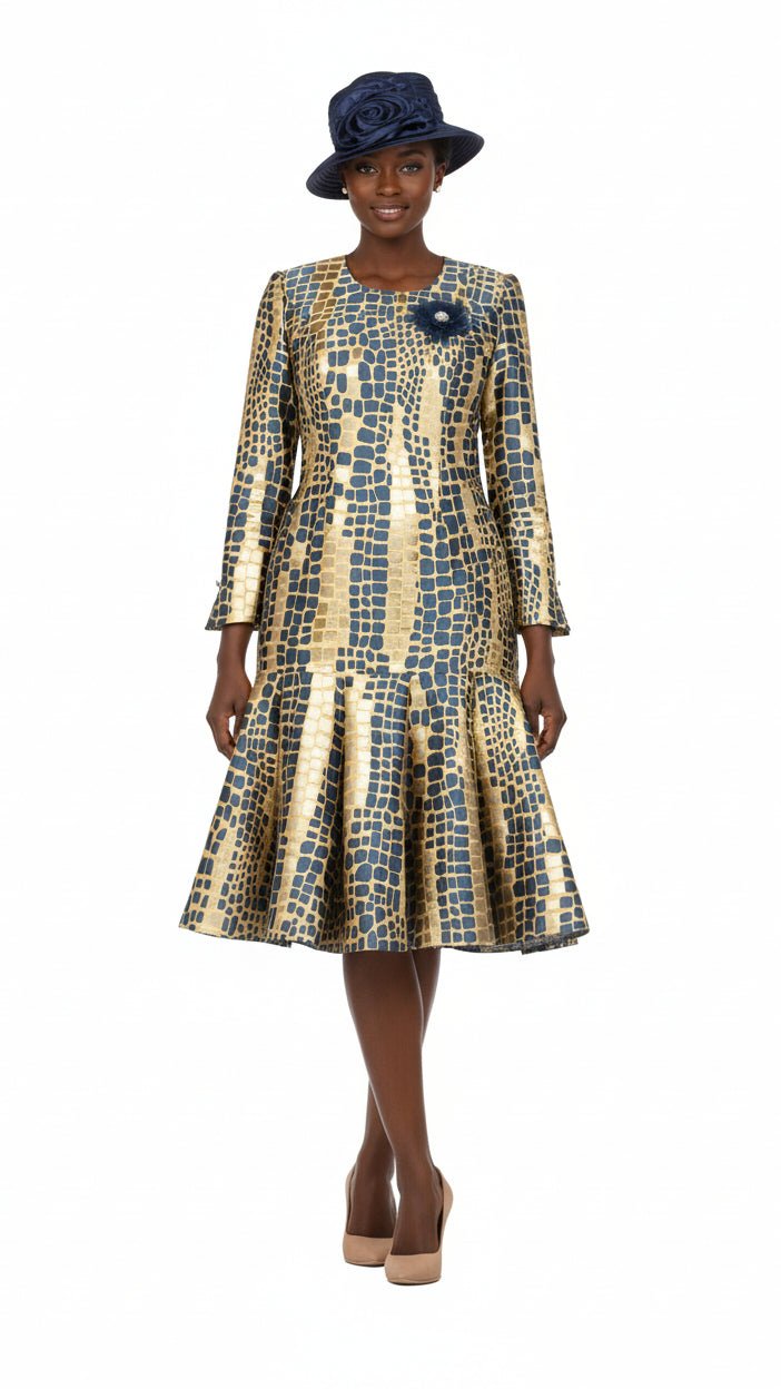 Metallic Mosaic Brocade Drop-Waist Flare Dress - Especially Yours