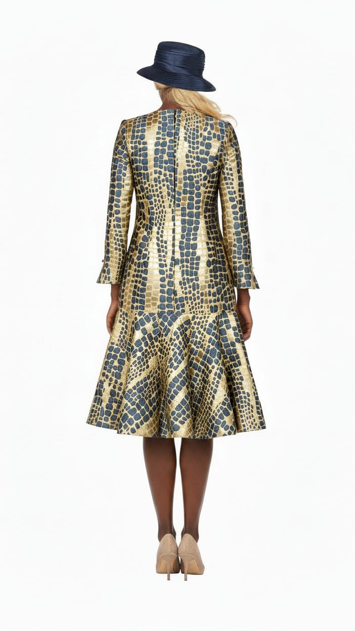 Metallic Mosaic Brocade Drop-Waist Flare Dress - Especially Yours