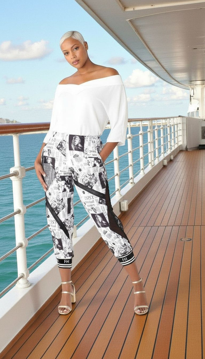 Printed Mesh Patchwork Joggers - 81856 - Especially Yours
