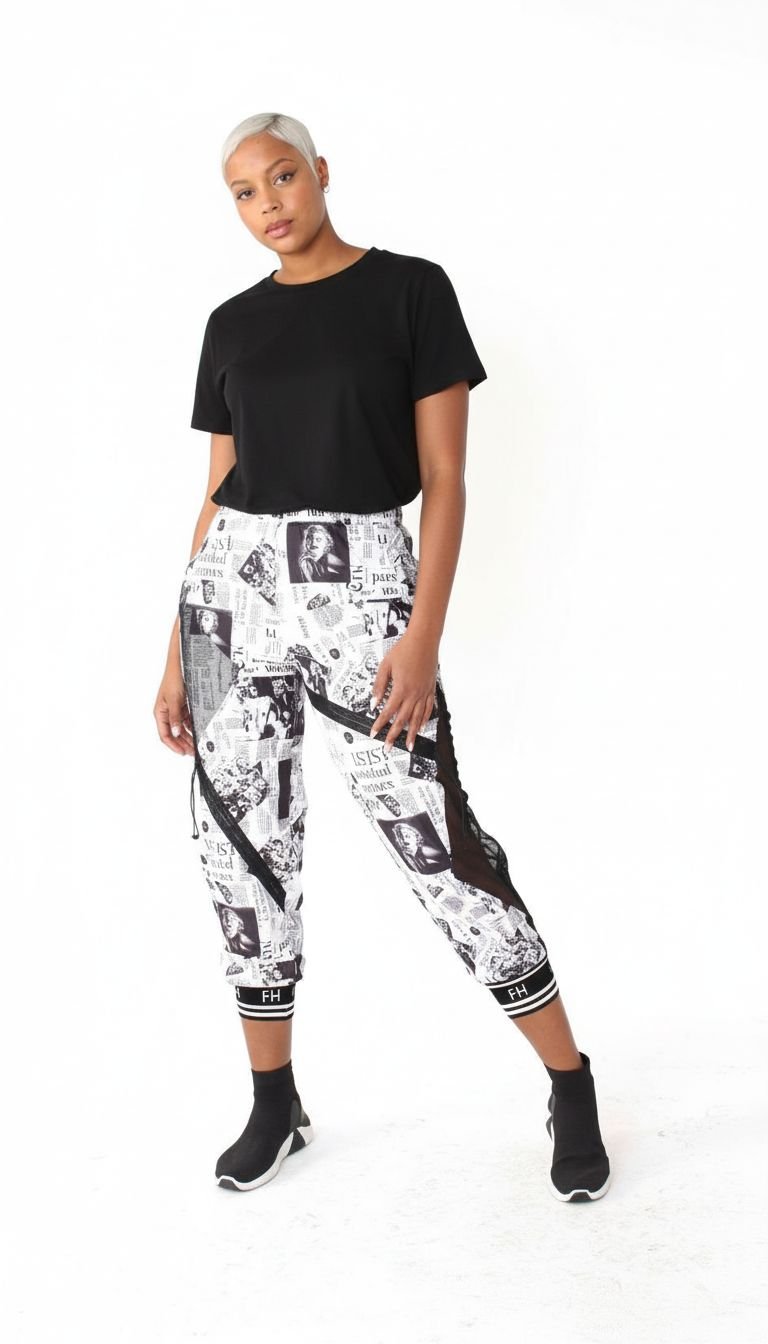 Printed Mesh Patchwork Joggers - 81856 - Especially Yours