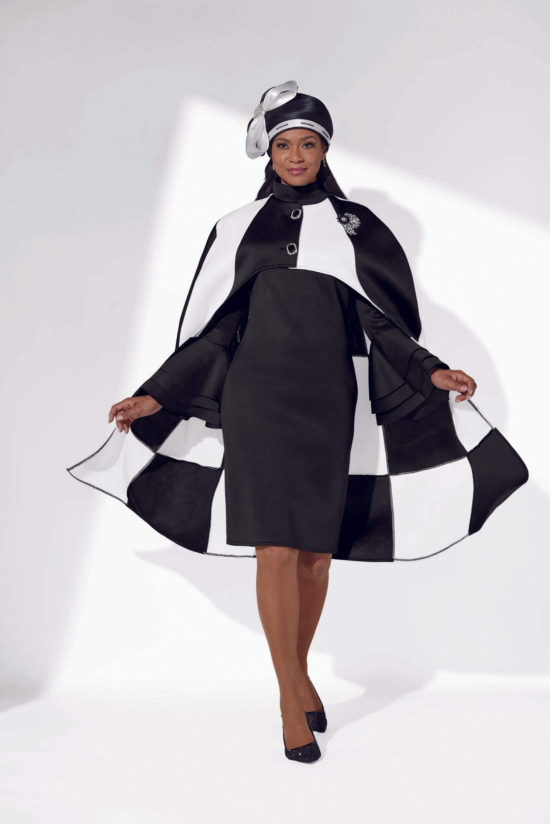 TWO - TONE KNIT CAPE DRESS - Especially Yours