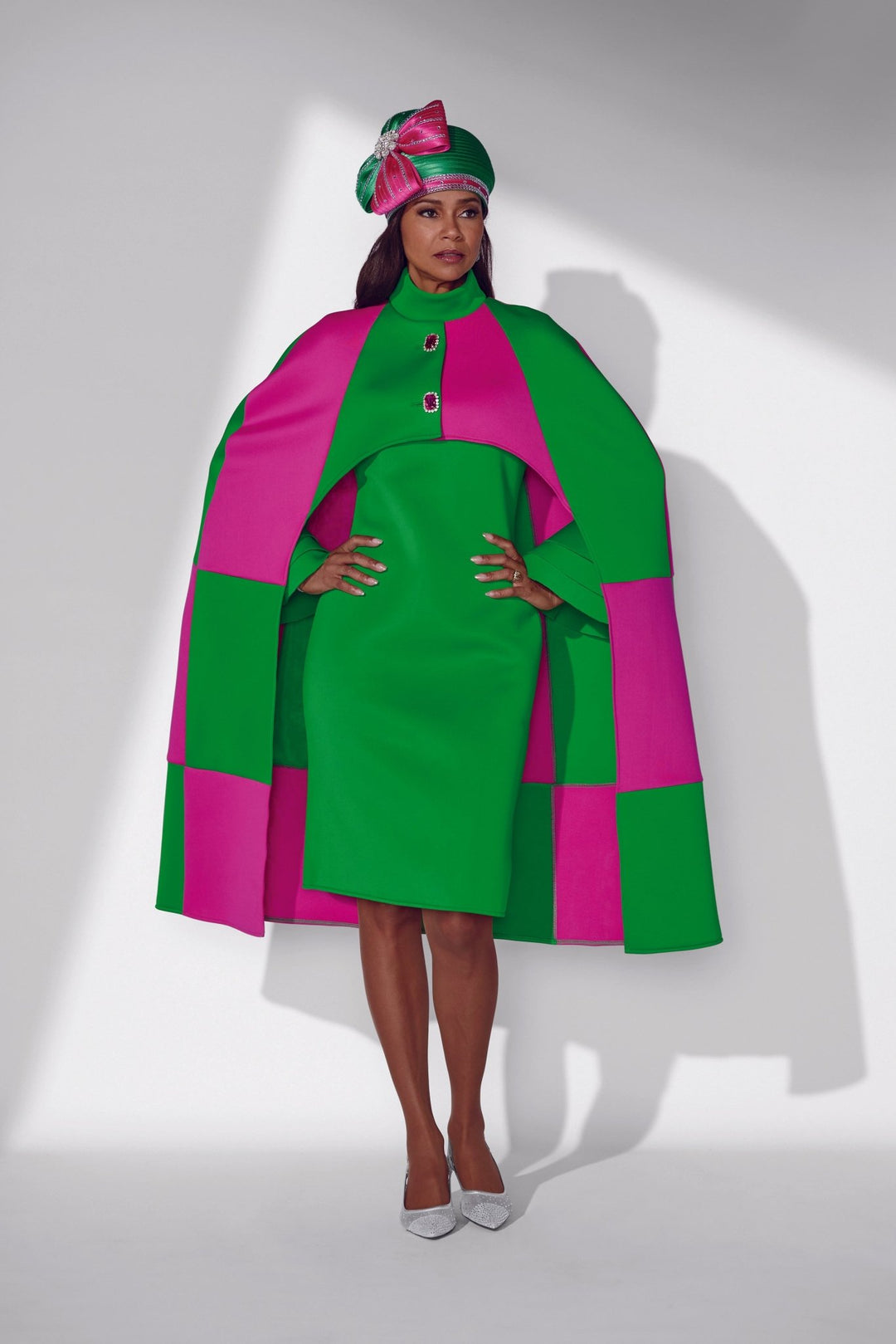 TWO - TONE KNIT CAPE DRESS - Especially Yours