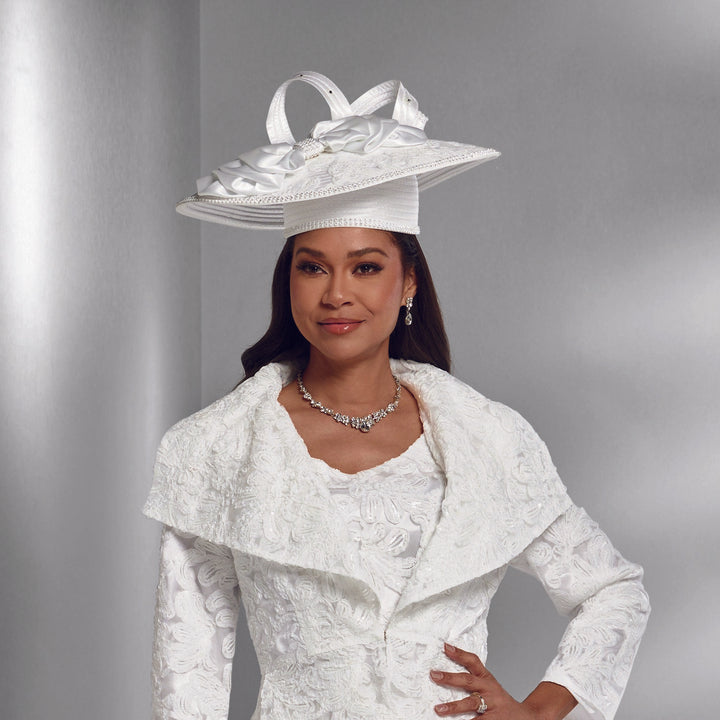 RUFFLED SOUTACHE HAT WHITE - Especially Yours