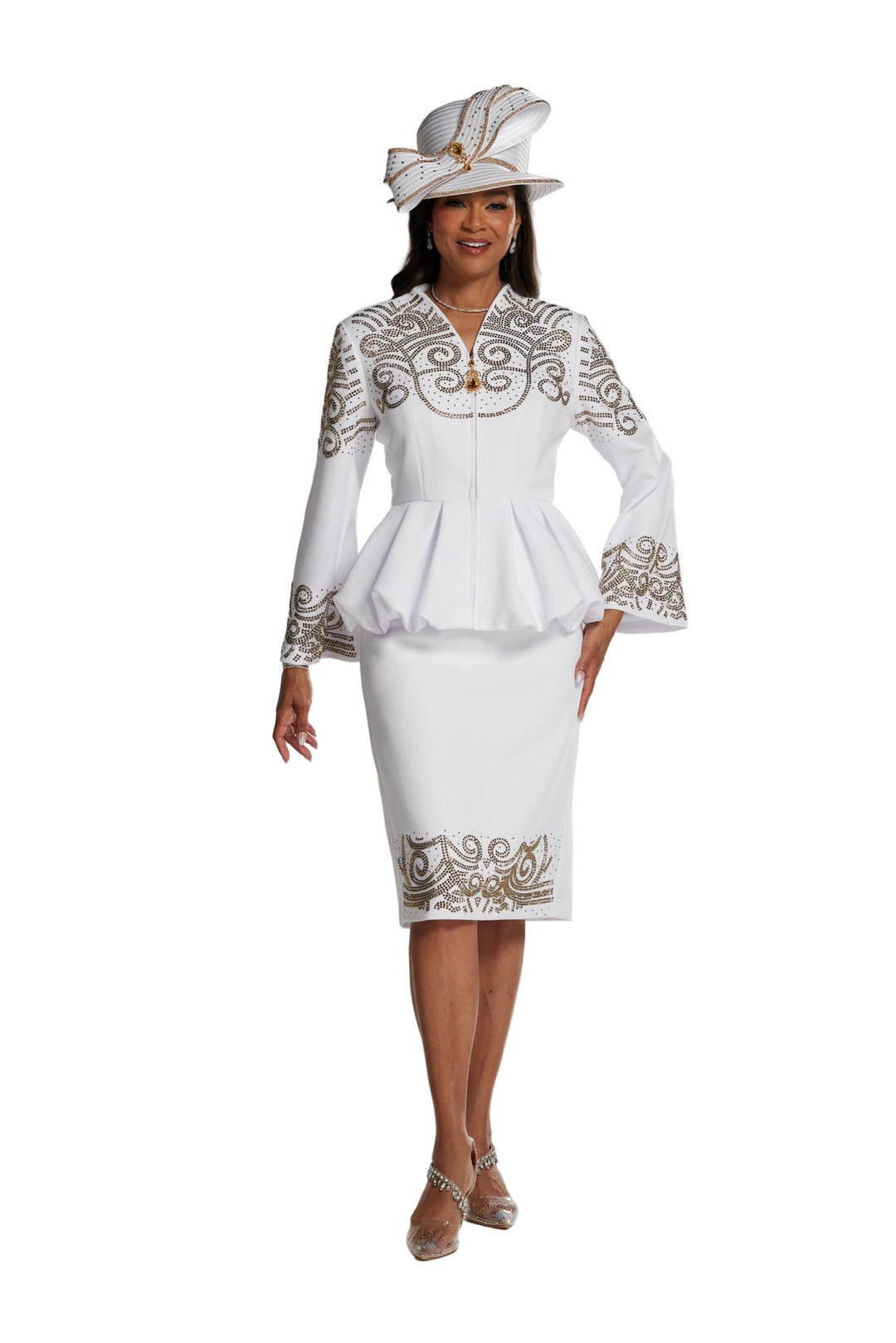 white elegant church dress ZVO Elegant White Church Dress for Women 3/4 Sleeve Pencil Dress Fashion Crew