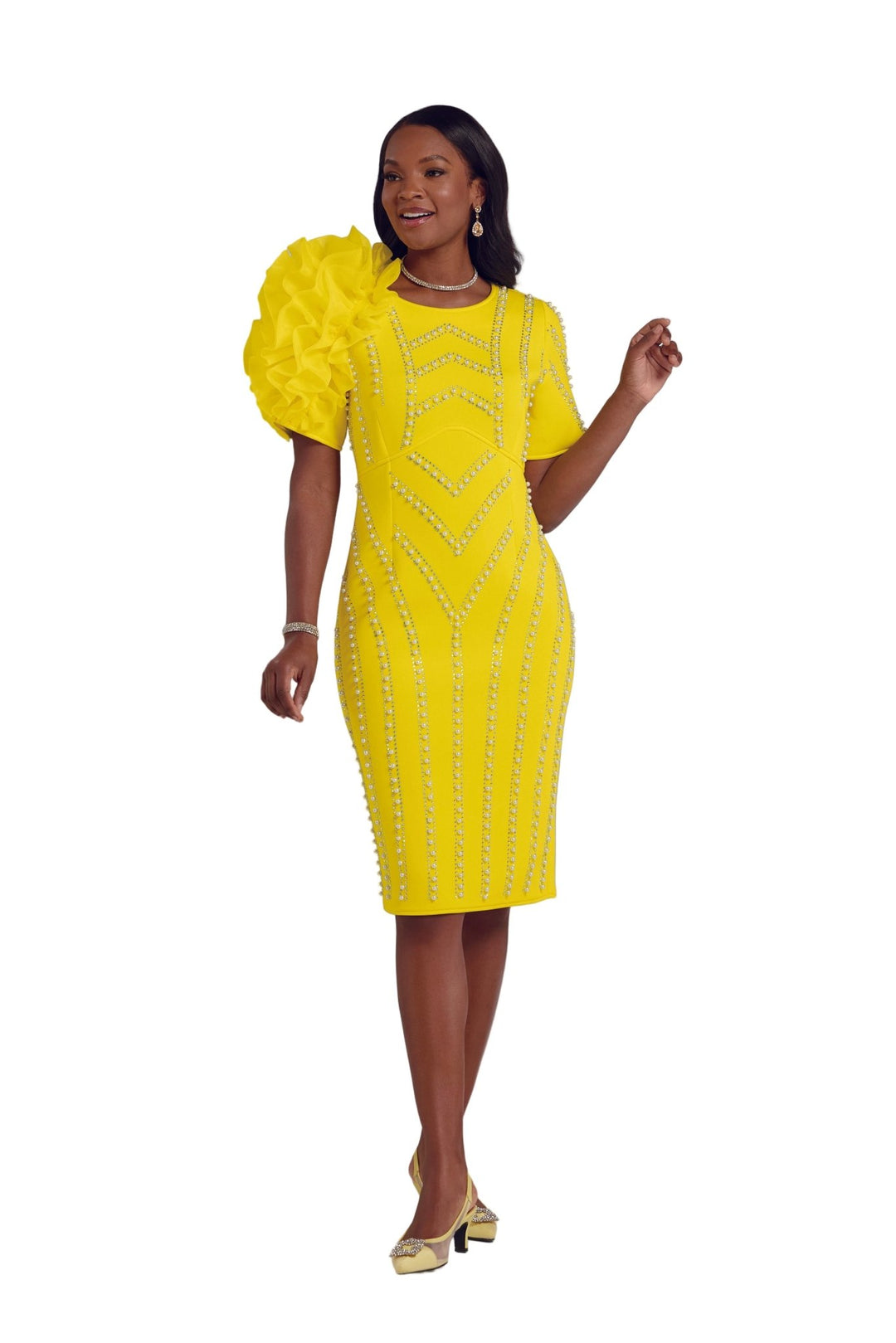 PATTERNS OF PEARLS DRESS Yellow PATTERNS OF PEARLS DRESS Yellow