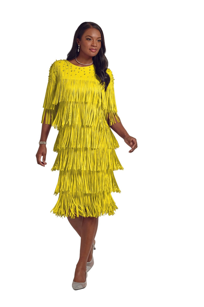 Flattery of Fringe Midi Dress – EY Boutique Yellow U0638 / 18W