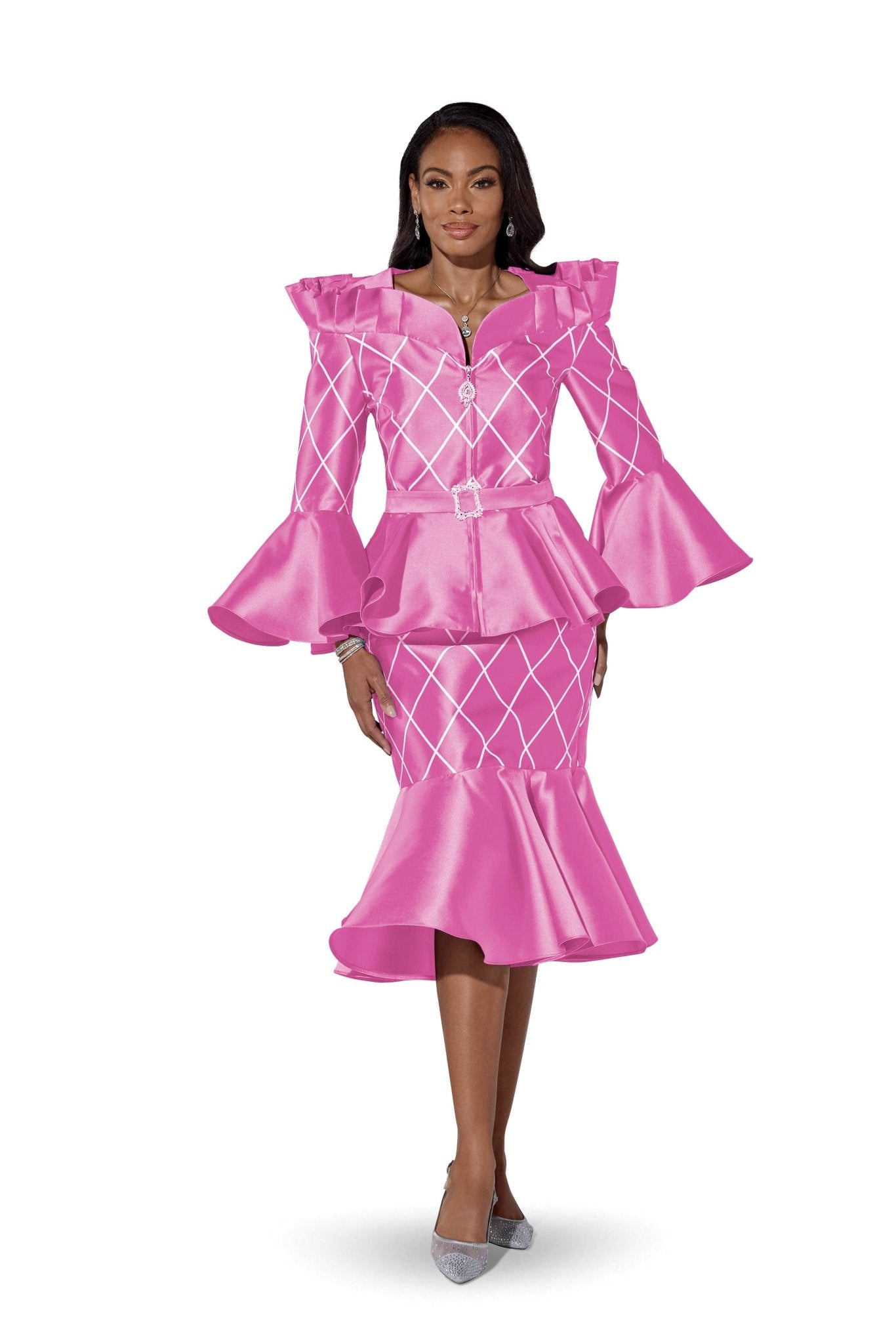 Trendy Trellis Peplum Suit EY Boutique