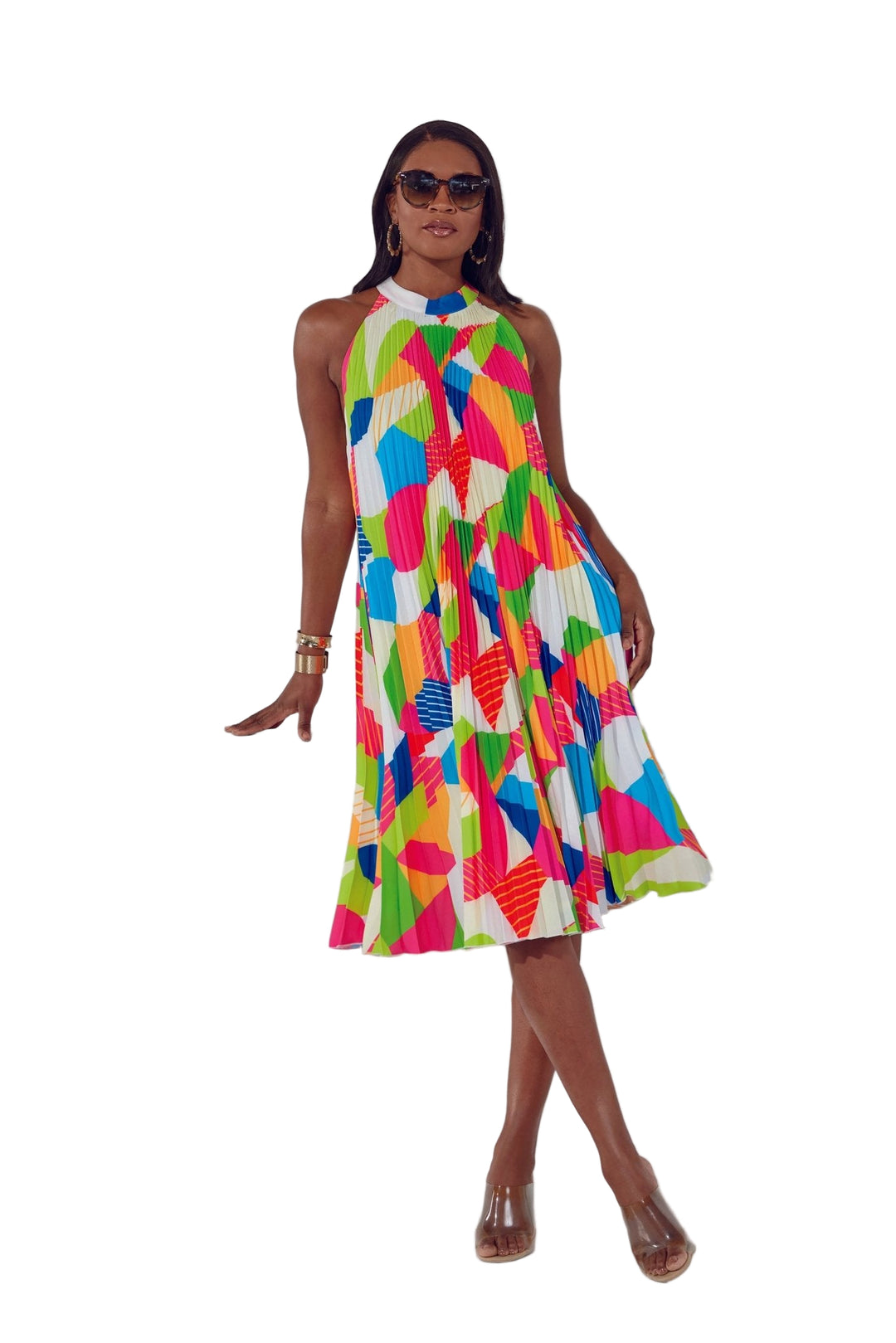 Shapes in Pleats Halter Swing Dress by Studio EY - Especially Yours Shapes in Pleats Halter Swing Dress by Studio EY - Especially Yours