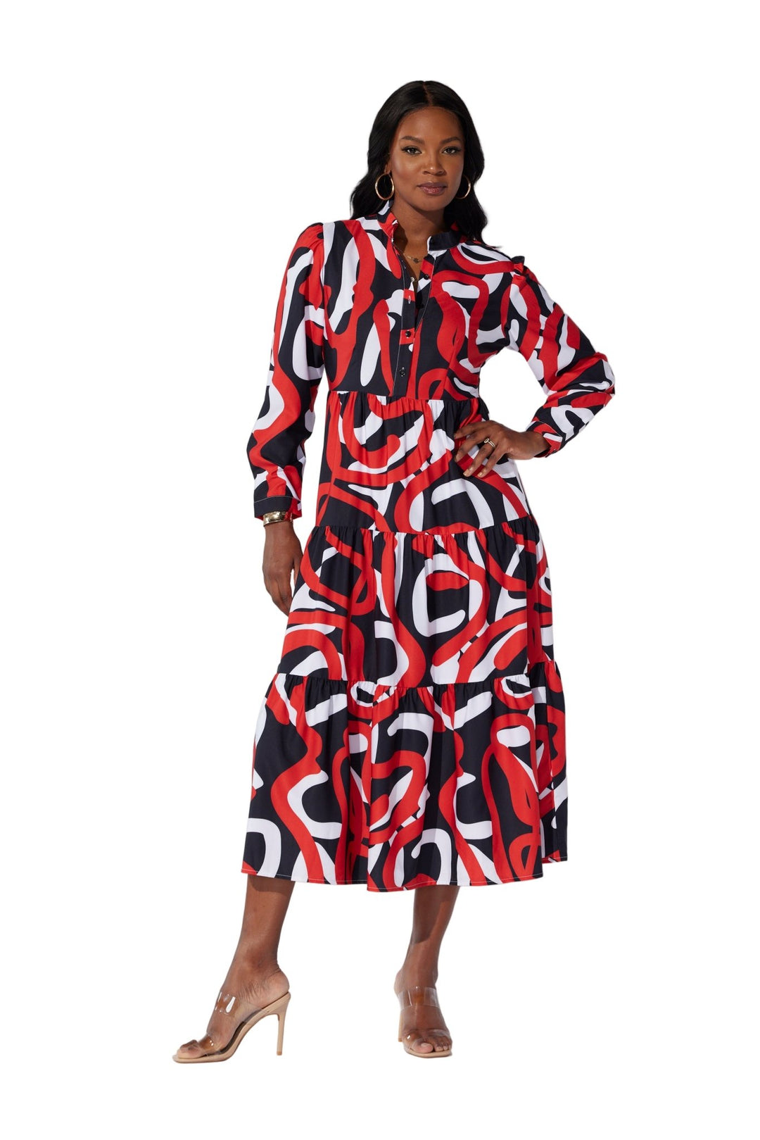 especially yours red dresses SYMPHONY OF SWIRLS PRINT DRESS