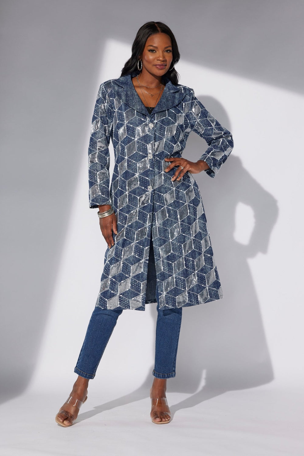 DENIM GOES GLAM SEQUINED JACKET - Especially Yours