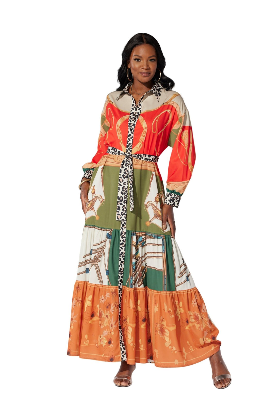 A MIX OF PRINTS MAXI SHIRTDRESS - Especially Yours