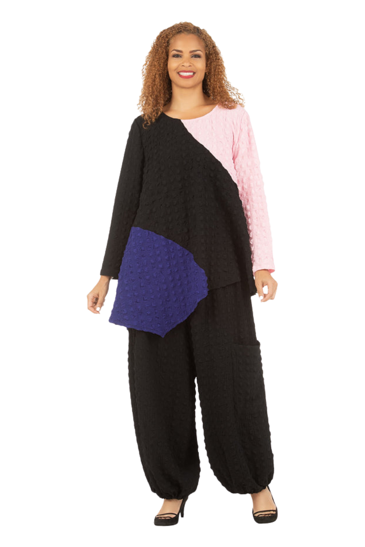 2pc Color Block Popcorn Fbrc Pants Set