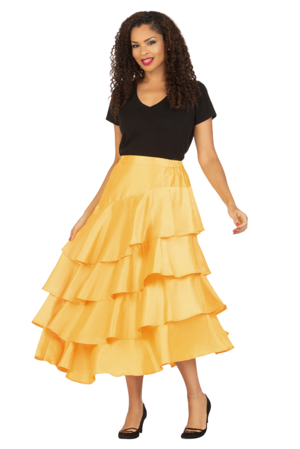 1pc Uneven Sweep Shantung Tiered Skirt-Plus