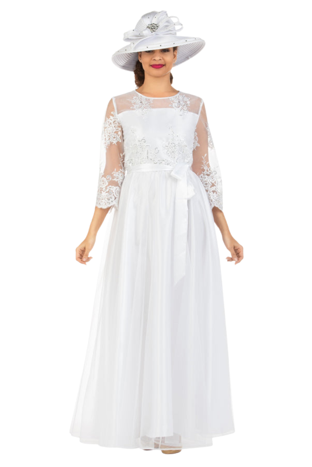 1pc Lux Lace Dress w/ Belt-Plus