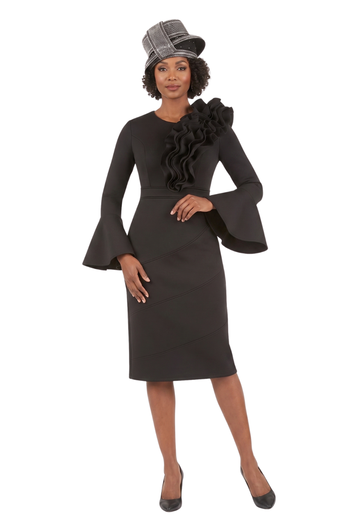 Ovsz Ruffle Bell Slv Scuba Dress