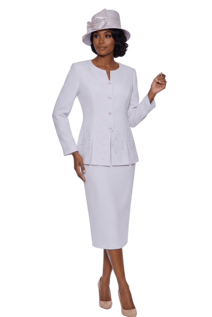 2pc Skirt Suit w/ Multi-Slit Embroidered Jacket - Especially Yours