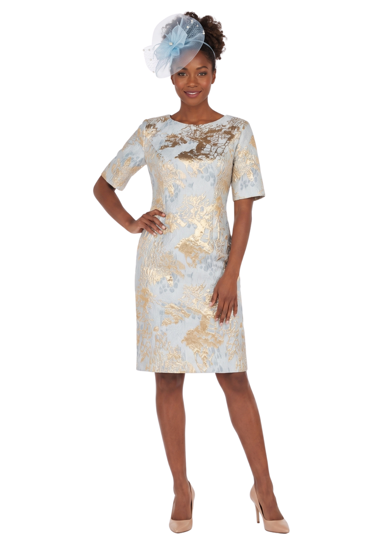 Short Slv Brocade Sheath Dress - Plus
