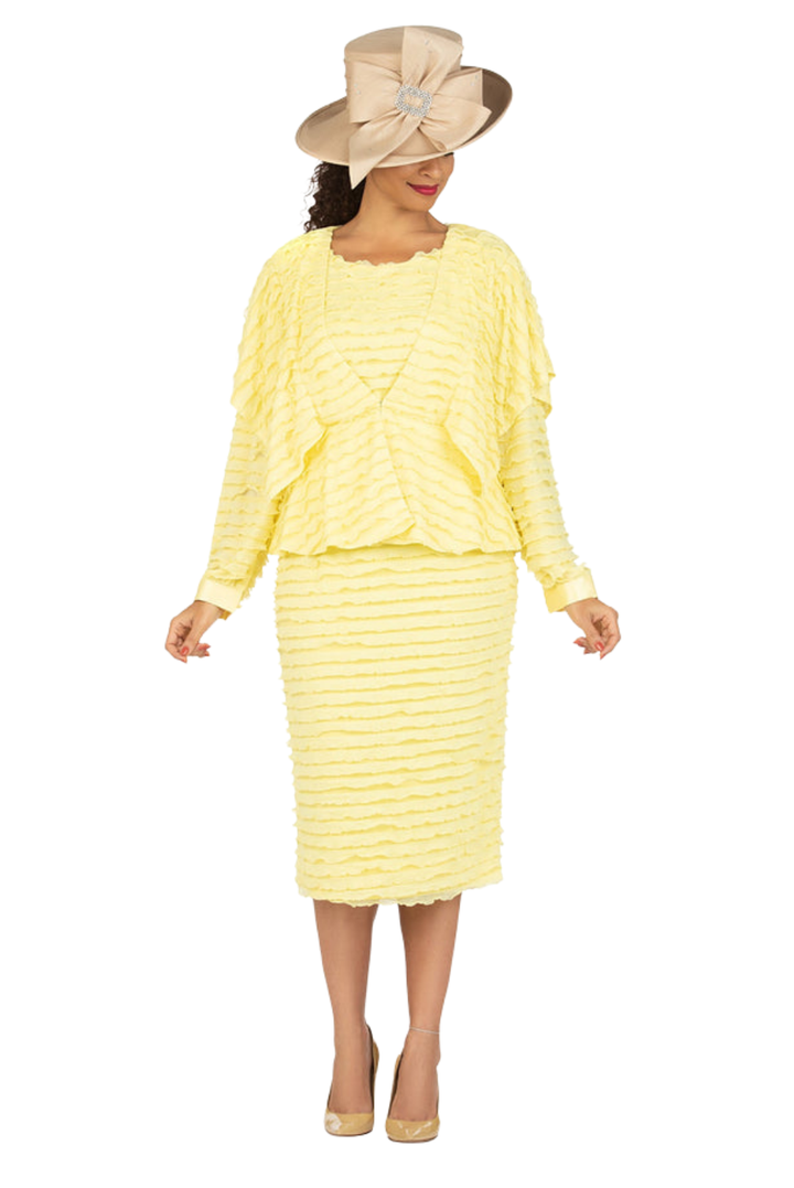 3pc Ruffled Shoulder Skirt Suit-Plus