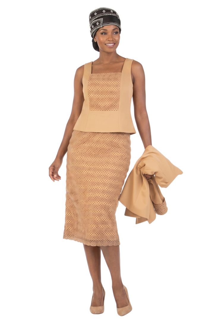 3pc Dotted Textured Lace Combo Skt Suit-Plus