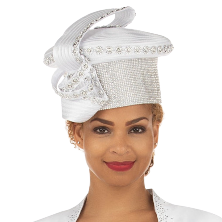 Massive Stoned Pillbox Hat w/ Flwr Stone Strip