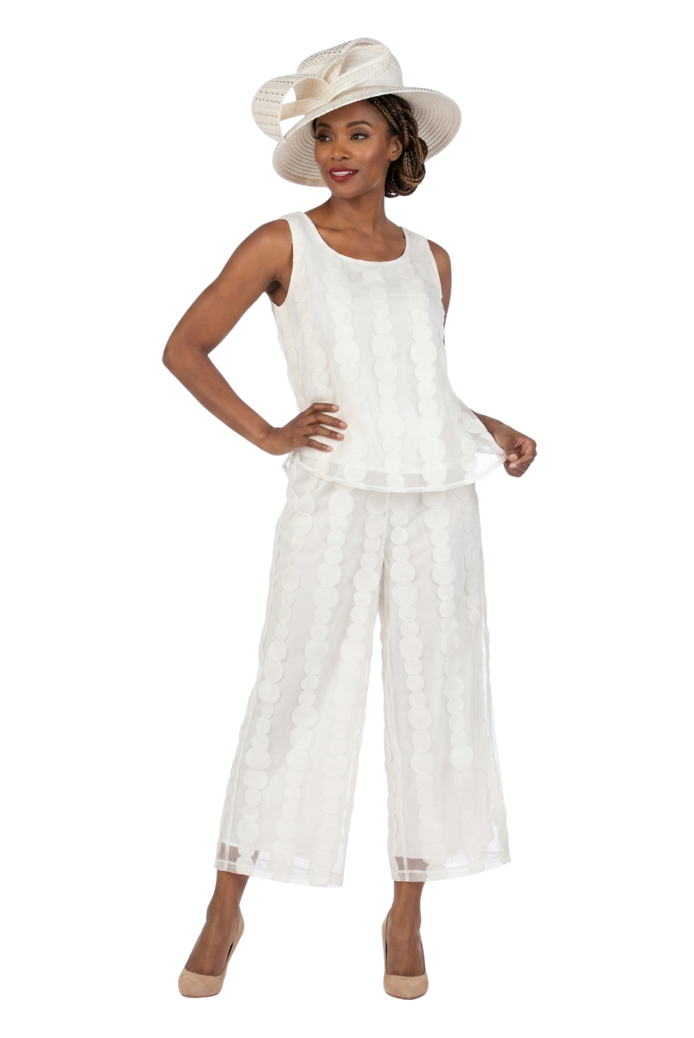 3pc Sheer Long Jkt, Cami+Pants Set-Plus