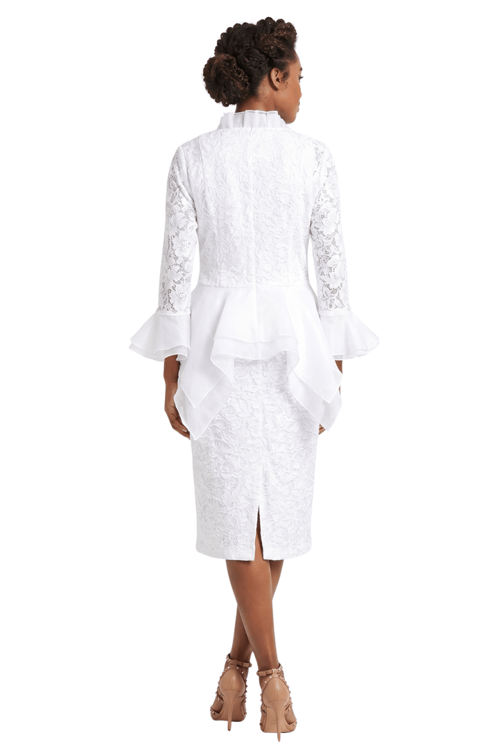 3pc Lace Suit w/ Ruffled Neckline & Organza Trim - Especially Yours