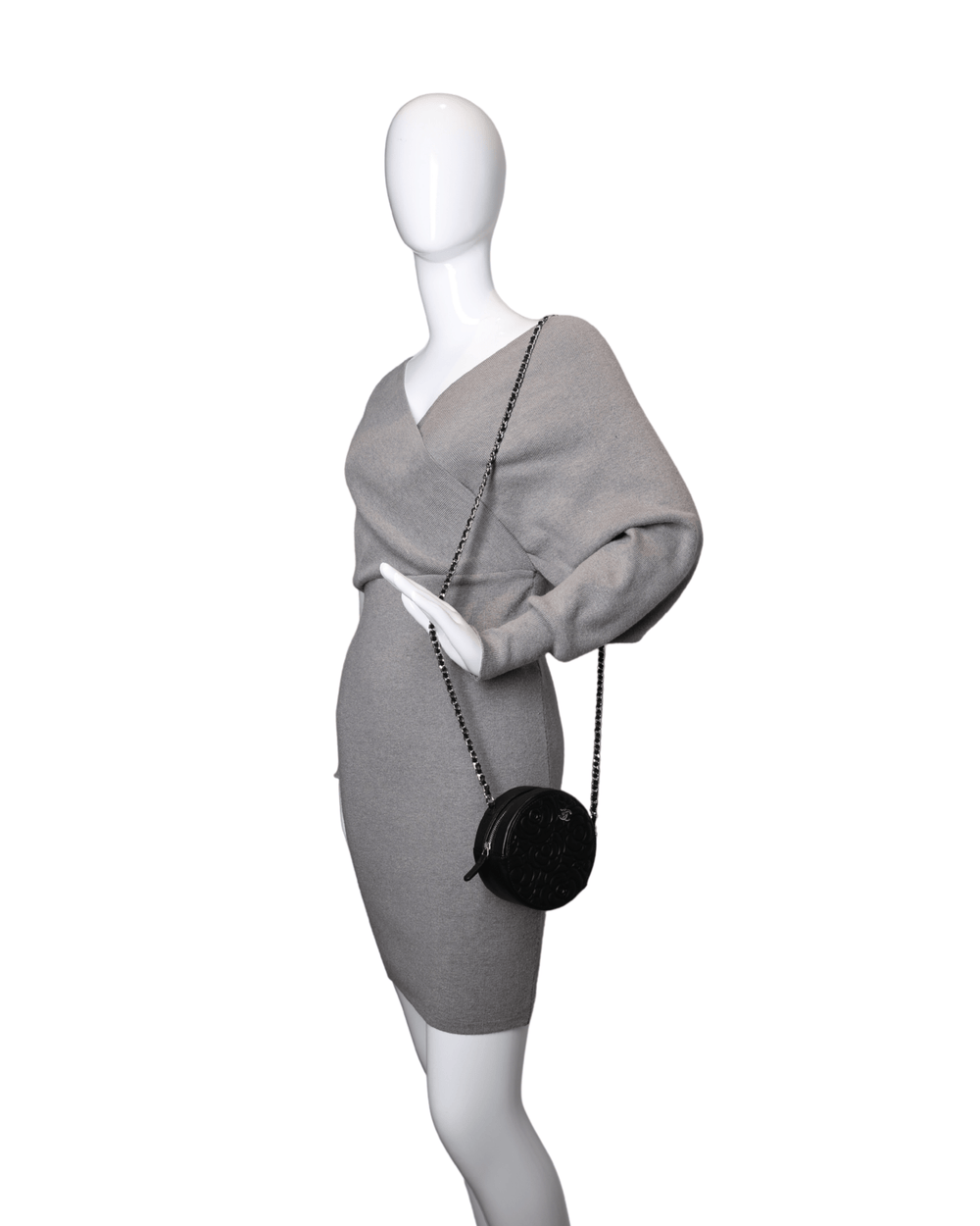 Chanel - Camellia Embossed Coin Purse Black Lambskin Silver Hardware (Pre - Owned) - Especially Yours