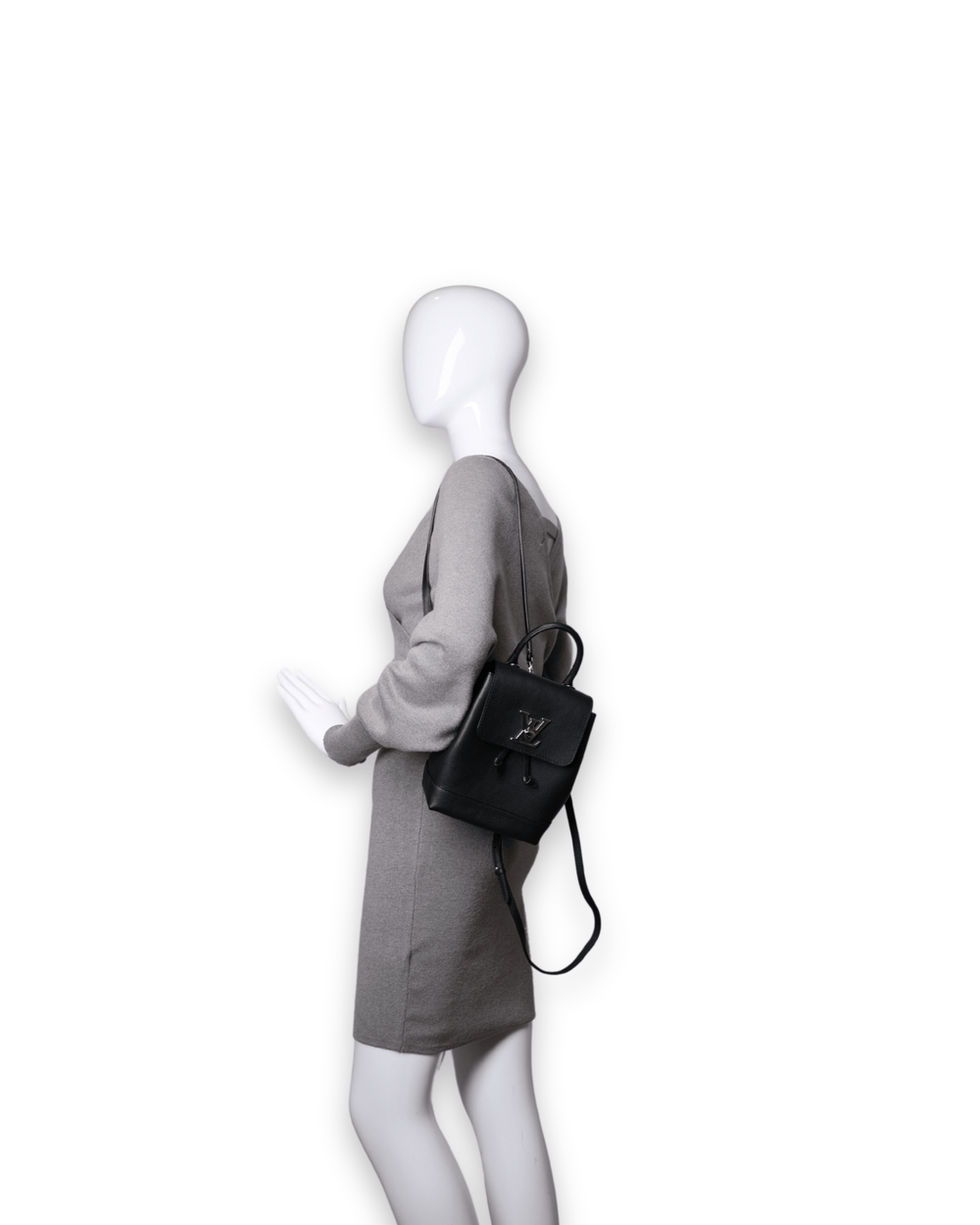 e louis vuitton lockme backpack Louis Vuitton Black Leather Lockme Backpack (Authentic Pre-Owned)