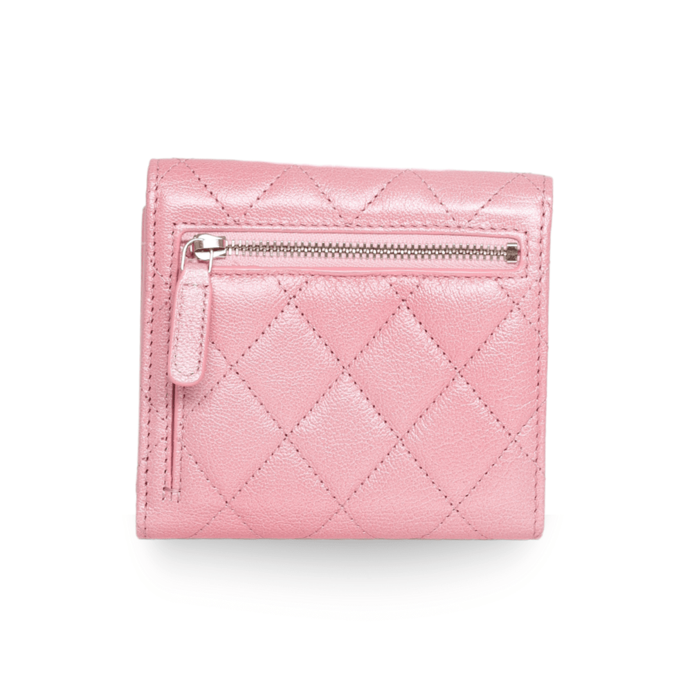 Chanel - Iridescent Caviar Flap Quilted Card Holder Wallet Pink (Pre - Owned) - Especially Yours