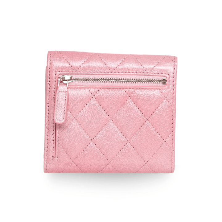 Chanel - Iridescent Caviar Flap Quilted Card Holder Wallet Pink (Pre - Owned) - Especially Yours