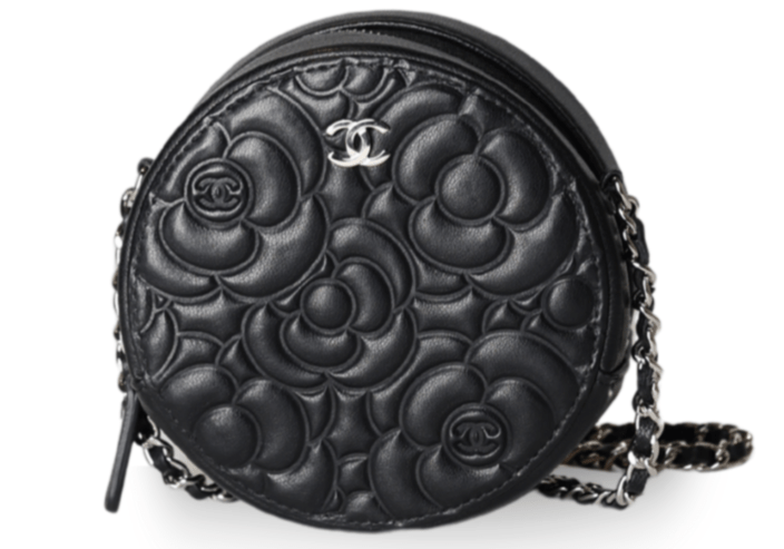 Chanel - Camellia Embossed Coin Purse Black Lambskin Silver Hardware (Pre - Owned) - Especially Yours