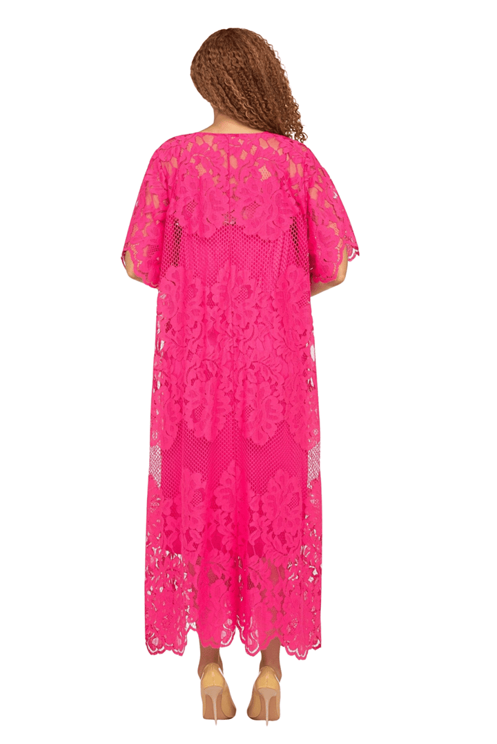 V - neck Short Slv Lace Dress w/ Slip - Especially Yours