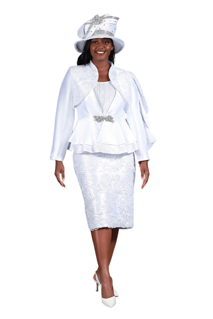 2pc Silky Twl Skt Suit w/ Seq Lace+Faux Pearls - Especially Yours
