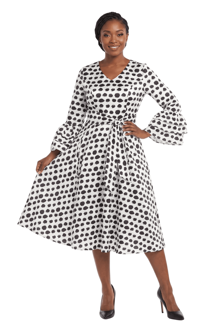 A - line Prt Dress in Silky Twill w/ Belt - Especially Yours