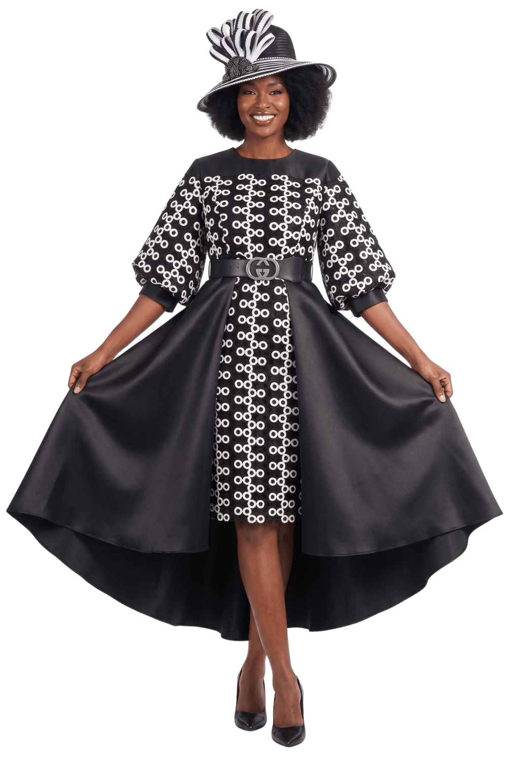Two - tone Crochet in Circles A - line Drs w/ Belt - Especially Yours