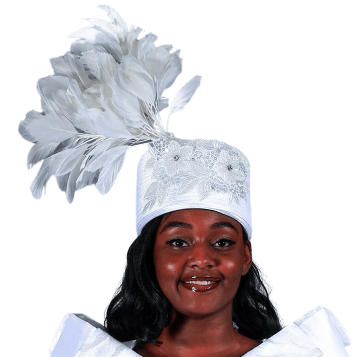 Embellished Pillbox Hat w/ Feather Decor - Especially Yours