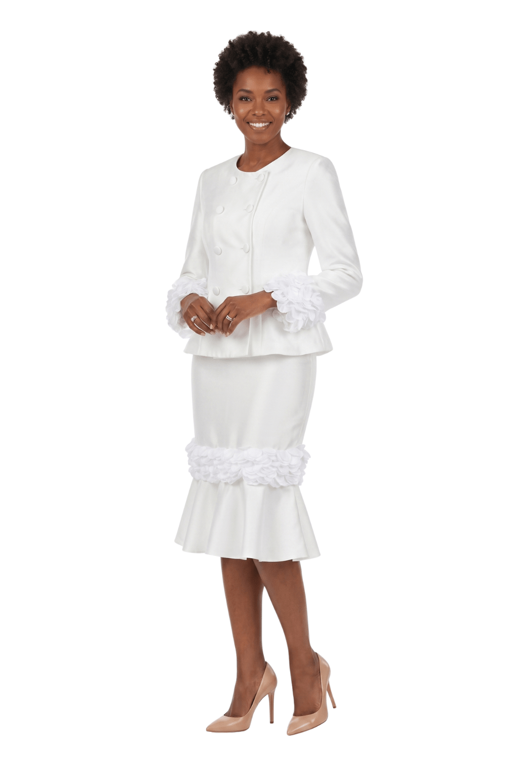 2pc Dbl Brstd Suit w Flower Petals Plus