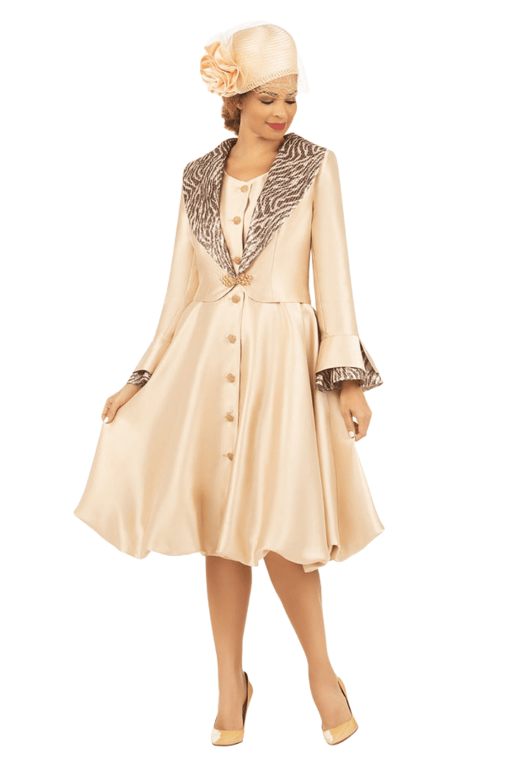 Faux 2pc Silky Twl + Sequined Collar Coat Dress - Especially Yours