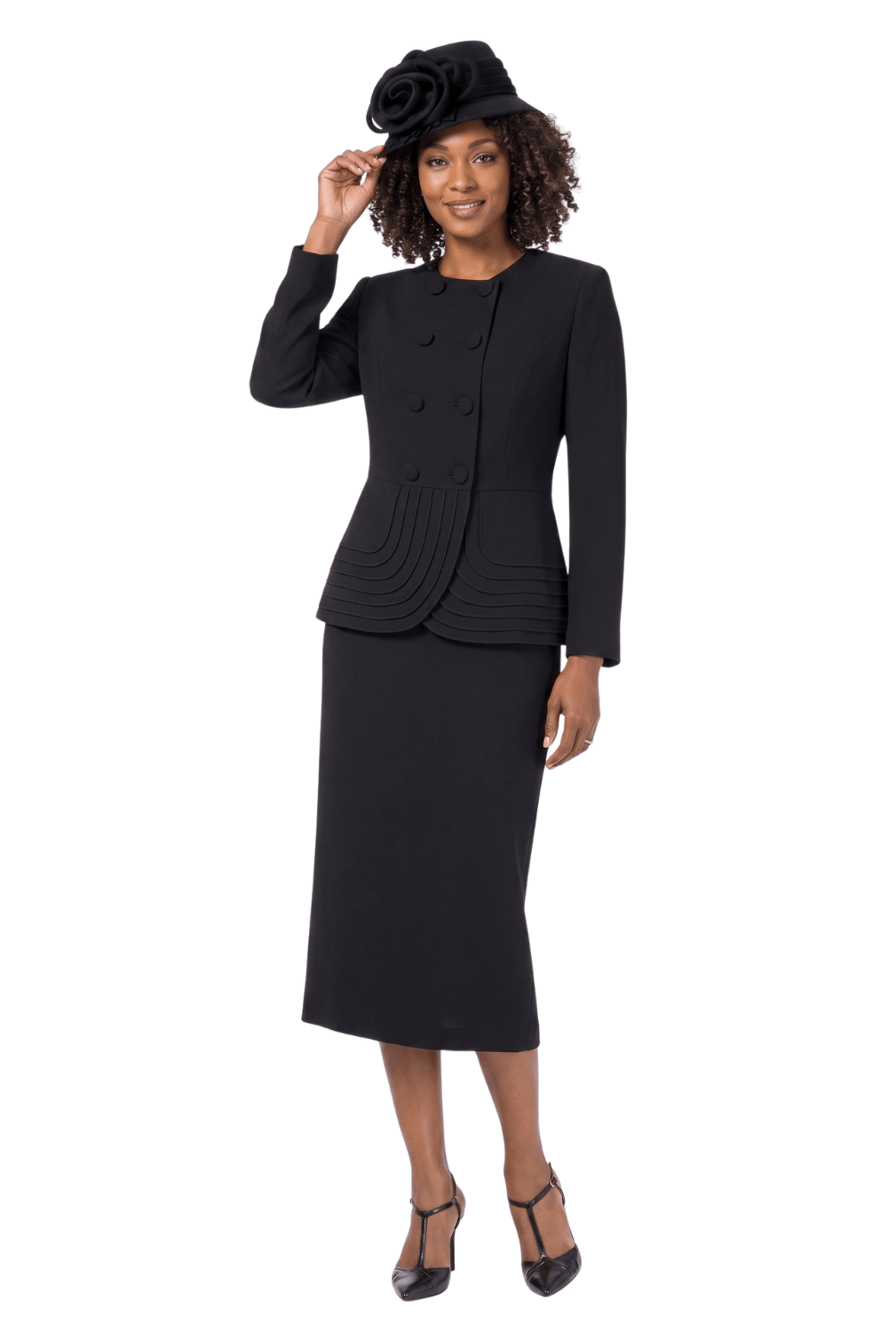 2pc Dbl Brstd Tiered Peplum Jkt Skt Suit - Especially Yours