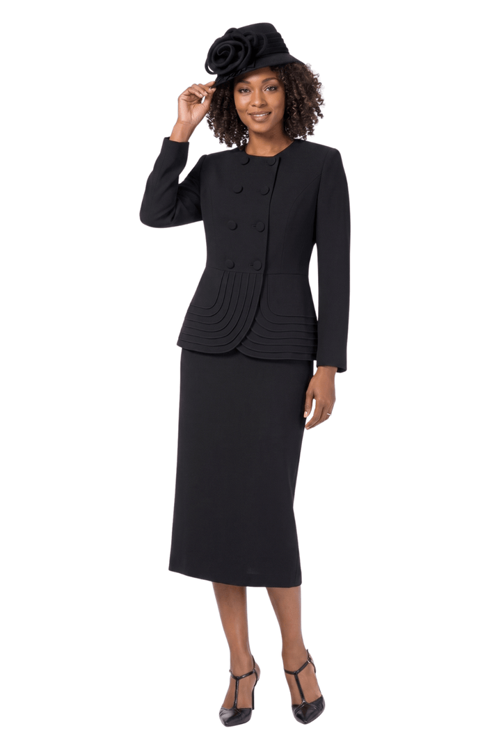 2pc Dbl Brstd Tiered Peplum Jkt Skt Suit - Especially Yours