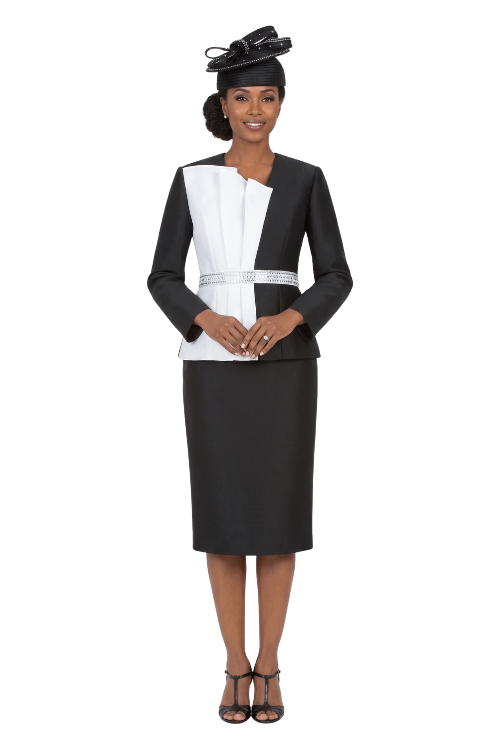 2pc Silky Twill Two - Tone Skt Suit w/ Rstns - Plus - Especially Yours