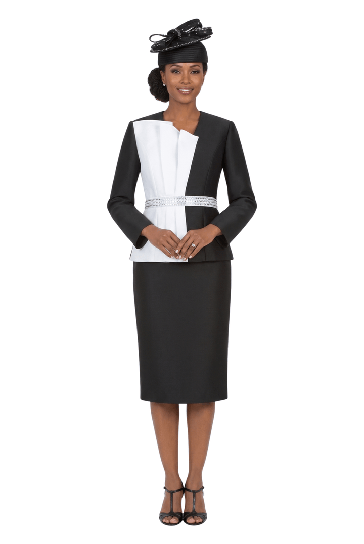 2pc Silky Twill Two - Tone Skt Suit w/ Rstns - Plus - Especially Yours