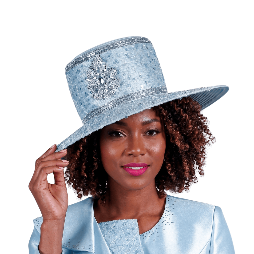 Wide Brim Hat w/ Stones and Sequined Lace Trim - Especially Yours