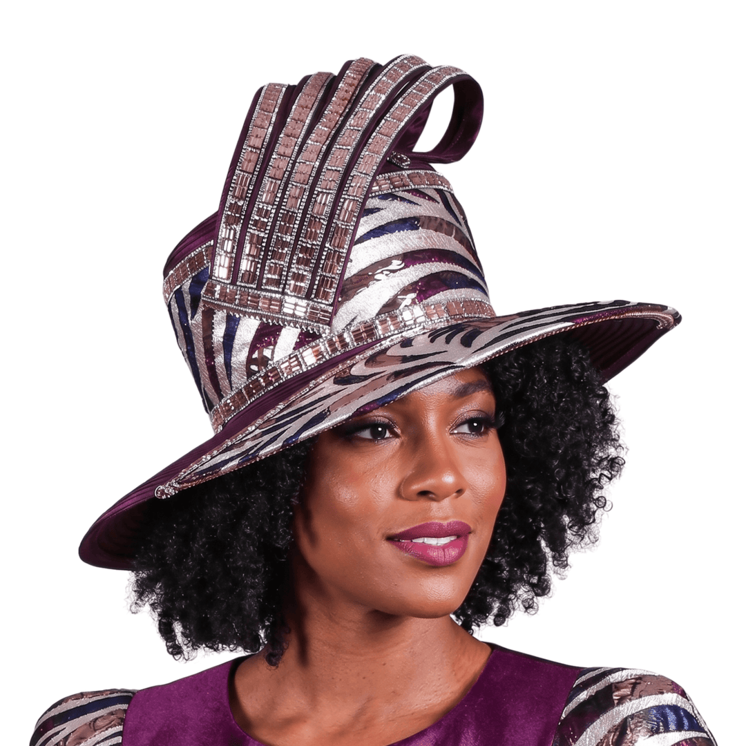 Wide Brim Twill & Brocade Hat w/ Stones - Especially Yours