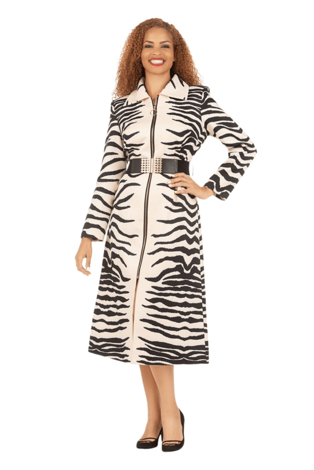 Abstract Print Coat Dress w/ Belt - Especially Yours
