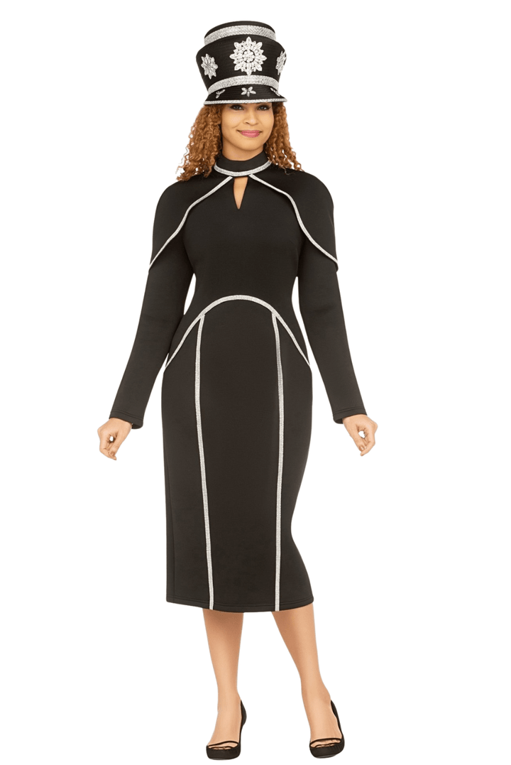 Scuba Sheath Drs w/ Faux Cape and Stoned Strips - Especially Yours