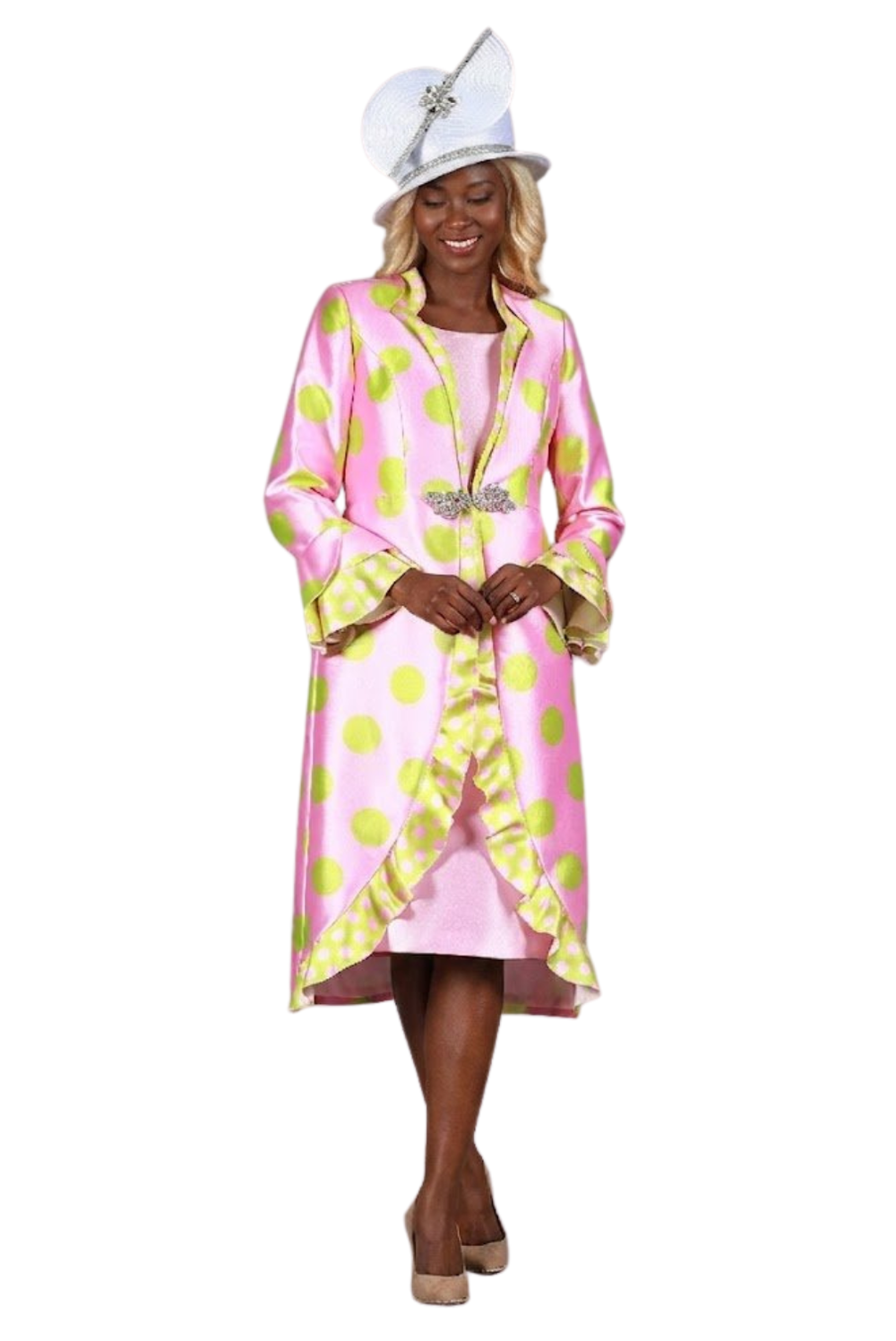 2pc Silky Twill in Polka Dots Dress+Jkt Set - Especially Yours