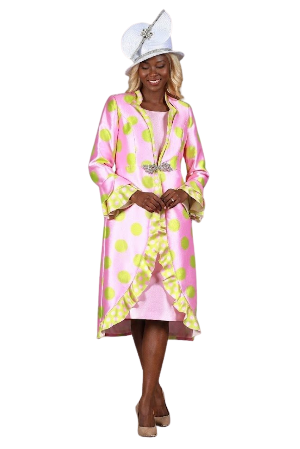 2pc Silky Twill in Polka Dots Dress+Jkt Set - Especially Yours