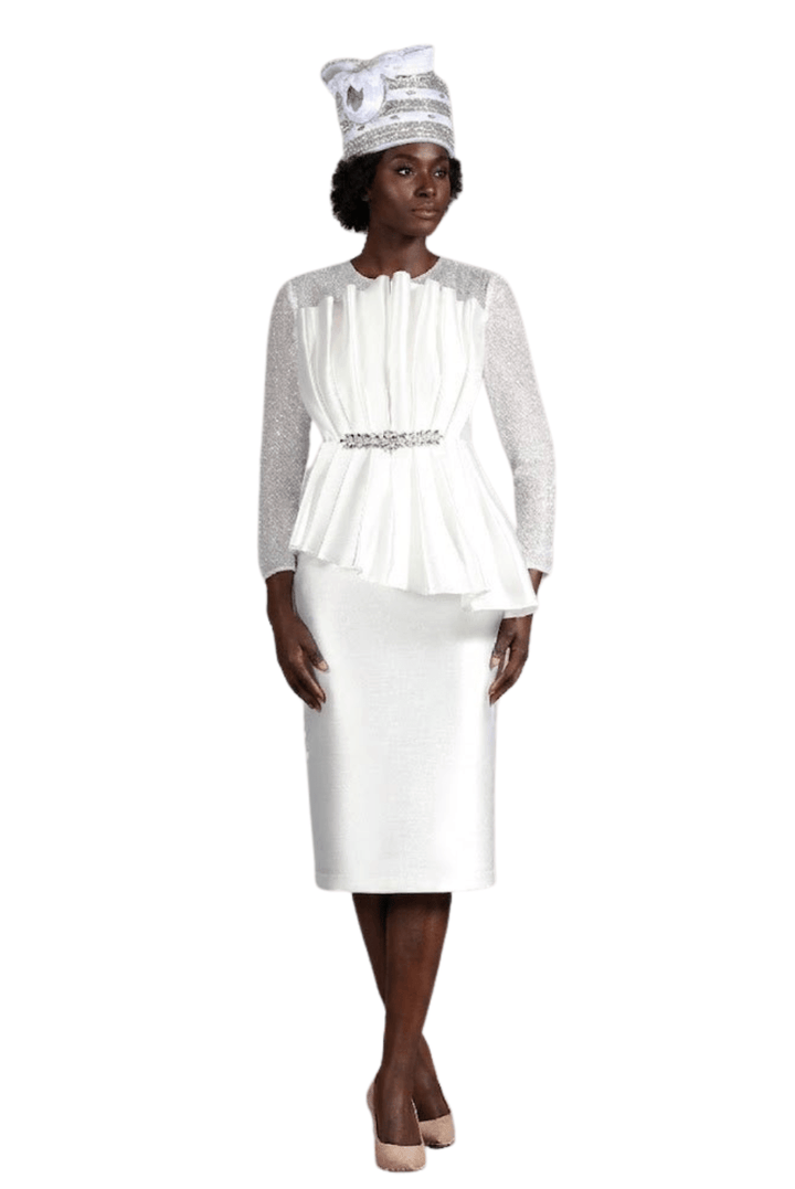 Pleated Pplm Silky Twl Drs w/ See - thru Lace Slvs - Especially Yours